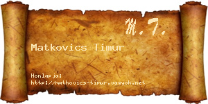 Matkovics Timur névjegykártya